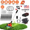Cordless Grass Trimmer With Wheels 2Pcs 3.0Ah Batteries Rechargeable Handhold Lawn Mower With 3 Types of Blades Head Angle Adjustable Lightweight for