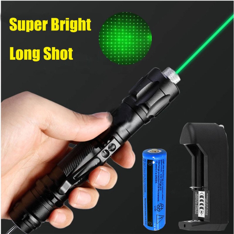 Green Laser Pointer USB Rechargeable Pen LED Flashlight Torch Visible ...