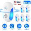 6 Packs Ultrasonic Pest Repellers Electric Plug-In Indoor Pest Control Mouse Repellent Chaser Deterrent Rodent Chaser with 2 Modes for Home Kitchen Of