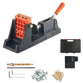 Pocket Hole Jig Kit, 1/2" to 1-1/2" Adjustable, Lightweight Jig Pocket Hole System with Dust Collection Adapter, Detachable Guide Block, Drill Bit