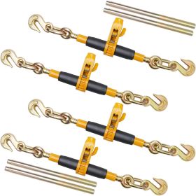 Ratchet Chain Binder, 5/16"-3/8" Heavy Duty Load Binders, with G80 Hooks 7,100 lbs Secure Load Limit, Labor-saving Anti-skid Handle