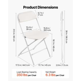 4 Pack Folding Chairs, Foldable Plastic Chairs with Heavy Duty Metal Frame, Portable Folding Card Table Chairs
