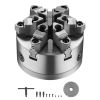 6-Jaw Lathe Chuck, 6 Inch (160 mm), Self-Centering Chuck with D1-4 Cam Lock Backing Plate, 0.12-5.71 in (3-145 mm) Clamping Range with T-wrench Screws