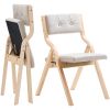 Wooden Folding Chairs with Cushion, Set of 2, Portable Foldable Cushion Chair with Wooden Frame, Modern Padded Dining Chair for Kitchen, Office