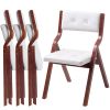 Wooden Folding Chairs with Cushion, Set of 4, Portable Foldable Cushion Chair with Wooden Frame, Modern Padded Dining Chair for Kitchen, Office